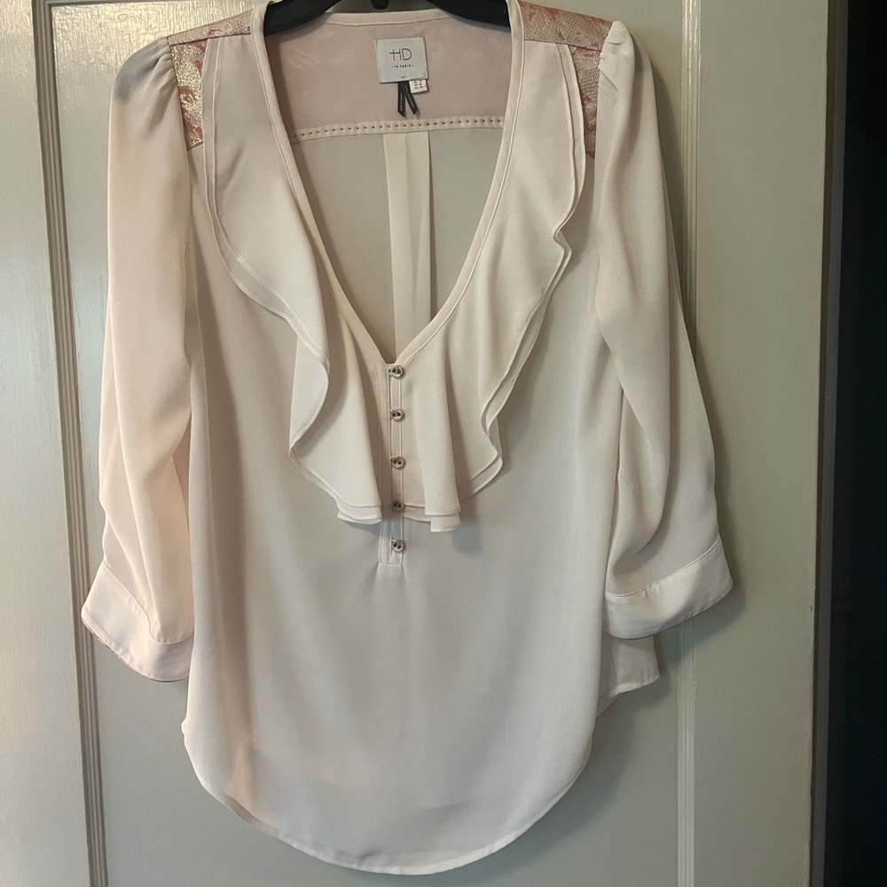 Women's Cream Ruffle Blouse